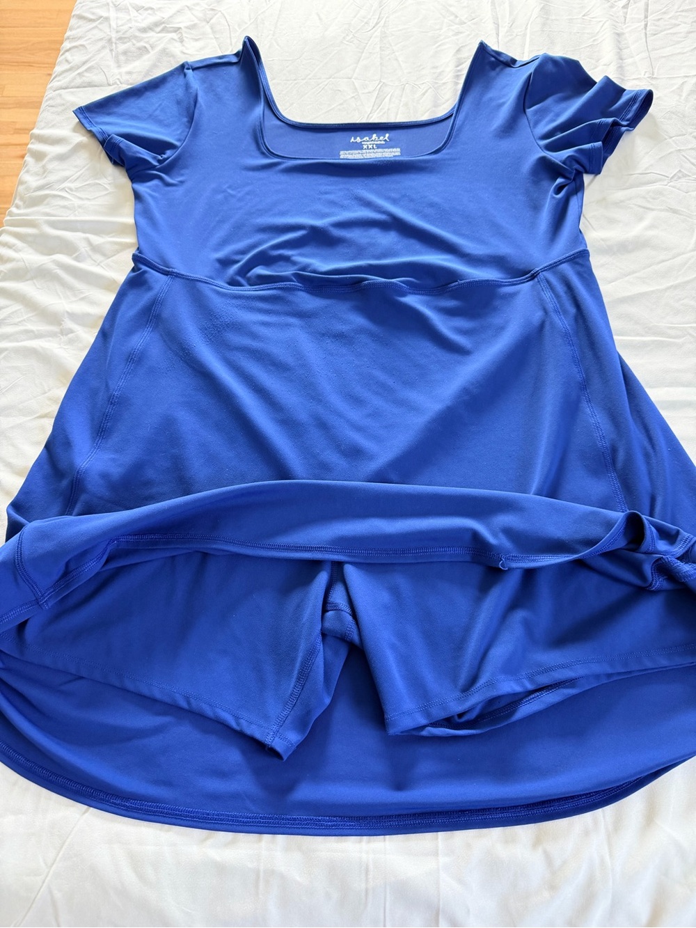 Ingrid & Isabel Royal Blue Scoop Neck Short Sleeve Dress w/ Built In Shorts - Picture 11 of 14